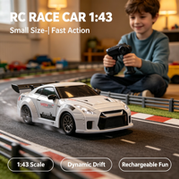 Voiture de course RC WGNRC S916 GTR 1/43 pour drift sur bureau, vitesse élevée 15 km/h, mini voiture RC légère, voiture de course sportive RC, mini voiture de drift de bureau