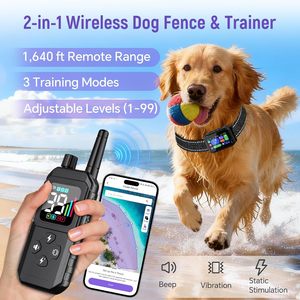 ระบบรั้วสุนัข GPS RAINLEOTI พร้อมรีโมทควบคุมผ่านแอพ ปรับขอบเขตได้ ปลอกคอฝึกกันน้ำสำหรับสัตว์เลี้ยง - Product Image 4