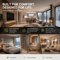 Kit de maison de luxe à ossature acier certifié CE, norme européenne, 2 chambres, maison préfabriquée à toit en pente, espace commercial modulaire