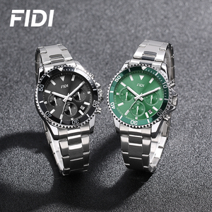 นาฬิกาควอตซ์โครโนกราฟผู้ชาย FIDI ขายส่ง รับผลิตตามแบบ OEM พร้อมโลโก้ กันน้ำ 3ATM ตัวเรือนสแตนเลสสตีล นาฬิกาข้อมือสำหรับผู้ชายสไตล์ธุรกิจและกีฬา - Product Image 4