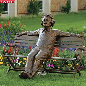 Youfine Tùy Chỉnh Cuộc Sống Nổi Tiếng Kích Thước Bức Tượng Grandeur Tưởng Niệm Tương Tác Bronze Albert Einstein Tượng Ngồi Băng Ghế Dự Bị - Product Image 2