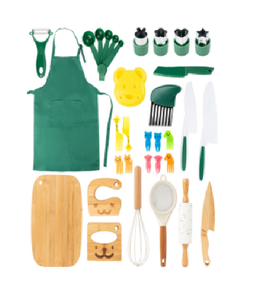 6 pz baby Montessori utensili da cucina per cucinare piccoli chef in legno per bambini Set da forno coltello sicuro per la vera cucina - Product Image 4