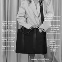 Sac fourre-tout décontracté et structuré en nylon pour femme, grand format, idéal pour le travail, l'ordinateur portable, ou comme sac bandoulière pour enseignant