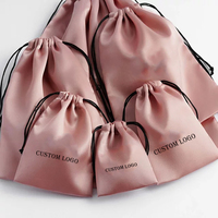 Emballage de bijoux de luxe avec logo personnalisé, pochette en satin avec cordon de serrage pour le shopping - Sérigraphie