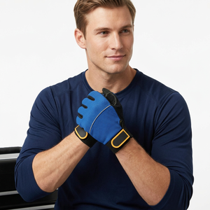 Guantes de Trabajo de Cuero Azul JNA GROUP con Puntas de Dedos Texturizadas, Muñequera Elástica, Antideslizantes, para Uso General, Grosor de 11 oz - Product Image 6