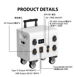 Banque d'alimentation de camping personnalisée en plein air 2560mAh <span class=keywords><strong>3000W</strong></span>, cellule lithium-ion Lifepo4, haute capacité, station d'alimentation solaire portable - Product Image 2