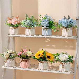 Wanli Artificielle En Céramique Pot De Fleur Plante En Pot À La Main Moderne Style Simple Lavable Réaliste Vert Intérieur Décor Real Touch - Product Image 4