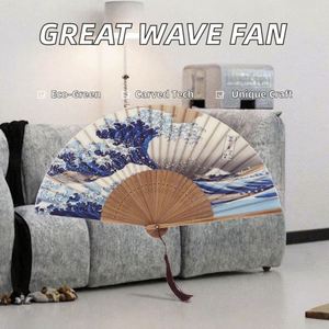 Abanico Japonés de Bambú de Lujo de 33 cm, Tallado con el Diseño de la Gran Ola de Kanagawa, en Caja, Estilo Ecológico para Manualidades y Recuerdos - Product Image 3