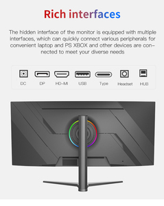 Écran incurvé 27 pouces VA 4K 75Hz/144Hz 21:9 Super large écran pour jeux d'entreprise avec HDR 1200 LED RGB - Product Image 6