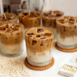 Bougie parfumée en forme de tasse à café, dans un bocal en verre, en cire de paraffine, style vintage, parfum dessert, mèche unique, décoration d'intérieur - Product Image 3
