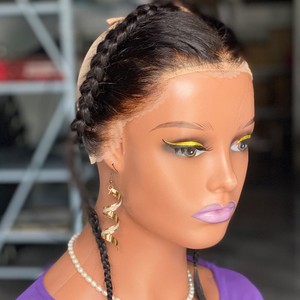 13x4 tẩy trắng nút ren phía trước Braid phía trước đóng cửa khối của tóc thật - Product Image 4