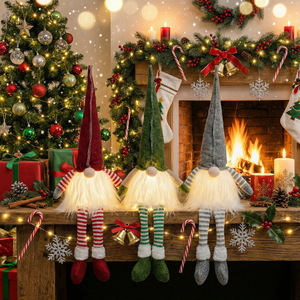 Adornos Navideños Luminosos Creativos de Duendes con Patas Suaves en Postura Sentada, Gnomos sin Rostro para el Hogar y Ventanas - Product Image 3