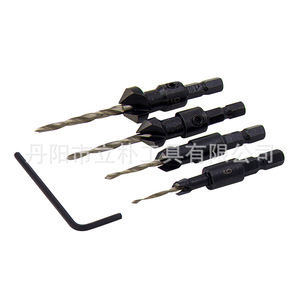 4 Pc Taper Countersunk Drill Bit Set For Steel Bright Uncoated Hexagonal Reamer Woodworking Hole Opener - Product Image 5