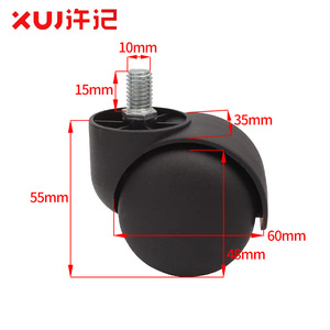 Xuj Casters 60mm Plastic Wheel Silent Office Chair Caster Threaded Stem Universal Joint - Product Image 2