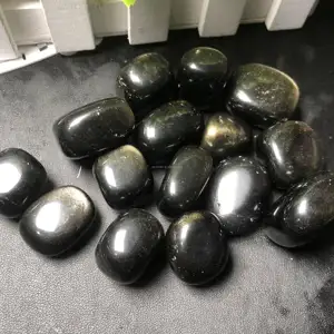 Groothandel Natuurlijke Hoge Kwaliteit Gouden Obsidiaan Tumble Healing Kristallen Trommelstenen Voor Geschenken