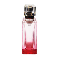 Flacon de parfum carré en verre vide de 50 ml, dégradé rose-orange, avec couvercle transparent et pulvérisateur – Créez le vôtre
