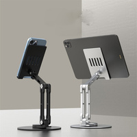 Support de tablette ergonomique en aluminium avec base pivotante à 360°, hauteur réglable multi-angles, style plateau ouvert, support de bureau pour iPad 12.9
