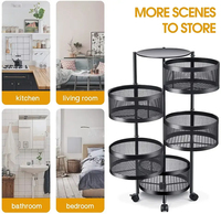 Cestas de Almacenamiento Giratorias, Estante Apilable de Metal, Organizador de Cocina, Estante de Almacenamiento, Cubo Organizador de Frutas y Verduras, Carrito