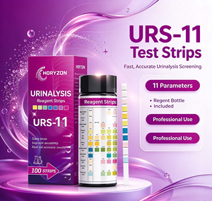 แผ่นทดสอบปัสสาวะทางการแพทย์ URS-11 สำหรับ<span class=keywords><strong>ตรวจ</strong></span> 11 พารามิเตอร์ <span class=keywords><strong>ตรวจ</strong></span>ภาวะติดเชื้อทางเดินปัสสาวะ โรคเบาหวาน สุขภาพไตและตับ การตรวจวิเคราะห์<span class=keywords><strong>ปัสสาวะ</strong></span> 100 แผ่น/ขวด ได้รับการรับรองมาตรฐาน CE - Product Image 1