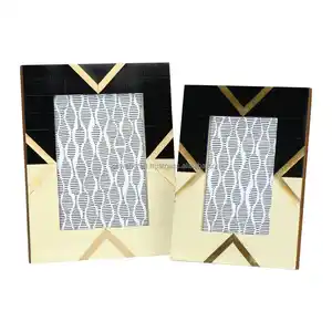 New Look Home Decor Frames Handmade Resin Wood Photo Frame with Brass Design for Worldwide Export Photo Frame