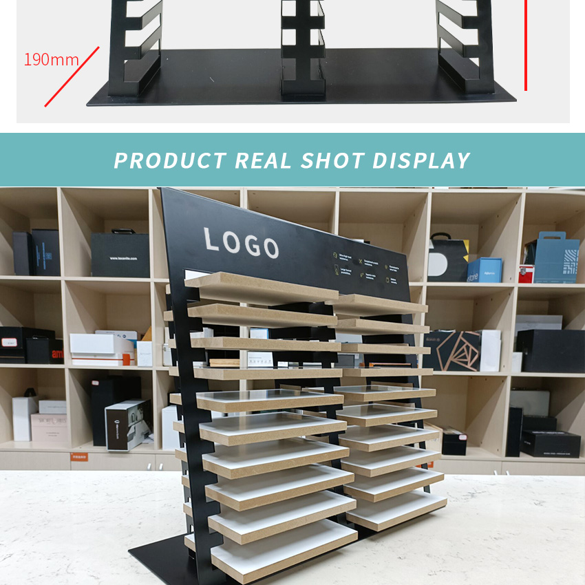 Wholesale Tabletop Stone Sample Stand Granite Factory Show Double Sided Marble Quartz Ceramic Display Tile Iron Countertop Rack