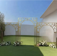 Arche de mariage en métal doré brillant toile de fond cadre carré couronne de fleurs accessoires arc floral décor de fond de scène pour la cérémonie de mariage