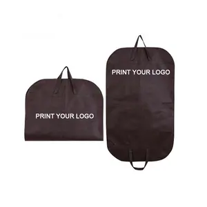 Goedkope Custom Print Logo Grijs Reizen Pak Carrier Bag Ecologische Opknoping Niet-geweven Herbruikbare Garment Bag Voor Suits Bruiloft jurk