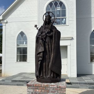Chiesa del regalo religioso in ottone cattolico Saint Margaret all'aperto giardino statua a grandezza naturale scultura in bronzo personalizzata - Product Image 1