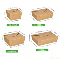Boîte pliante en papier kraft jetable écologique pour salade, pâtes, déjeuner à emporter