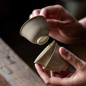 Handcrafted Ceramic <b>Teacup</b> Pottery Round Mini Cup For Kung Fu Tea Set - Product Image 1
