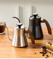 Carafe à café Unisweet en acier inoxydable, bec verseur long de précision, 600ml/900ml, bouilloire domestique pour infusion manuelle, style bois