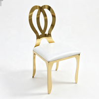 Chaise moderne en acier inoxydable doré avec dossier en forme de cœur, siège rembourré blanc, mobilier de salle à manger VIP pour mariage