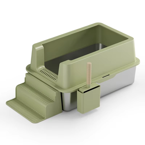La conception de la bouche de la litière pour chat en <span class=keywords><strong>plastique</strong></span> en acier inoxydable Chongai empêche les déversements 60x40x40cm grande capacité antiadhésive - Product Image 6