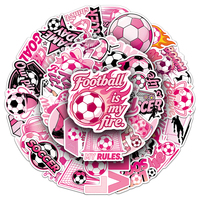 53 autocollants sur le thème du football rose original pour filles, autocollants décoratifs imperméables pour cahiers et sacs à dos