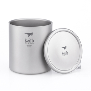 แก้วมัคไทเทเนียมแท้ ขนาดใหญ่ 600 มล. สีเงินเทาพ่นทราย ดีไซน์ทันสมัย เรียบง่าย พกพาสะดวก น้ำหนักเบาพิเศษ ผนังสองชั้น พร้อมฝาปิด - Product Image 2