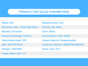 Moniteur de jeu <span class=keywords><strong>pas</strong></span> <span class=keywords><strong>cher</strong></span> de 32 pouces, écran tactile <span class=keywords><strong>infrarouge</strong></span>, rapport d'aspect 4:3, interface USB, Full HD, protection des yeux, moniteur de bureau - Product Image 2