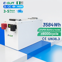 Baterai Lithium E-SUN 100ah 200ah 280ah Tahan Lama 8000+ Siklus 12V 24V Paket Baterai LiFePO4 untuk Sistem Penyimpanan Energi Surya Rumah Tangga