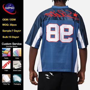QZFSO Custom Multi-panel Satin Mesh Patchwork Shirt Oversized V-neck Blokecore Football Tee Men Motocross Racing Jersey - Product Image 2
