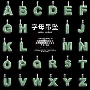 Pendentif en jade naturel, jade lettres, argent S925, unisexe, design original, bijoux fins, colliers personnalisables S-A - Product Image 3