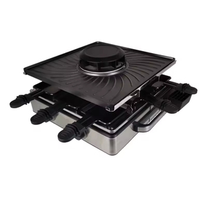 Table de <span class=keywords><strong>raclette</strong></span> carrée pour 8 personnes avec plaque de cuisson électrique 1500W certifiée GS, barbecue amovible pour usage domestique - Product Image 5