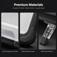 Étui rigide pour ordinateur portable avec béquille, housse semi-transparente pour ordinateur portable, étui de protection antichoc pour PC avec support pliable