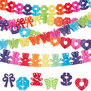 New Trend Colorful Heart Flower Flag Bunting Tassel Garlands Party Decoration For Wedding Birthday