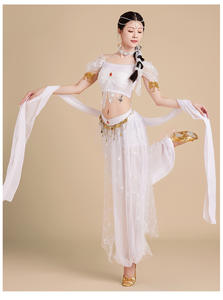 Disfraz de Danza del Vientre de <span class=keywords><strong>Bollywood</strong></span> Indio con Mariposa 3D Blanca Pura para Mujer, Estilo Princesa Jasmine - Product Image 4