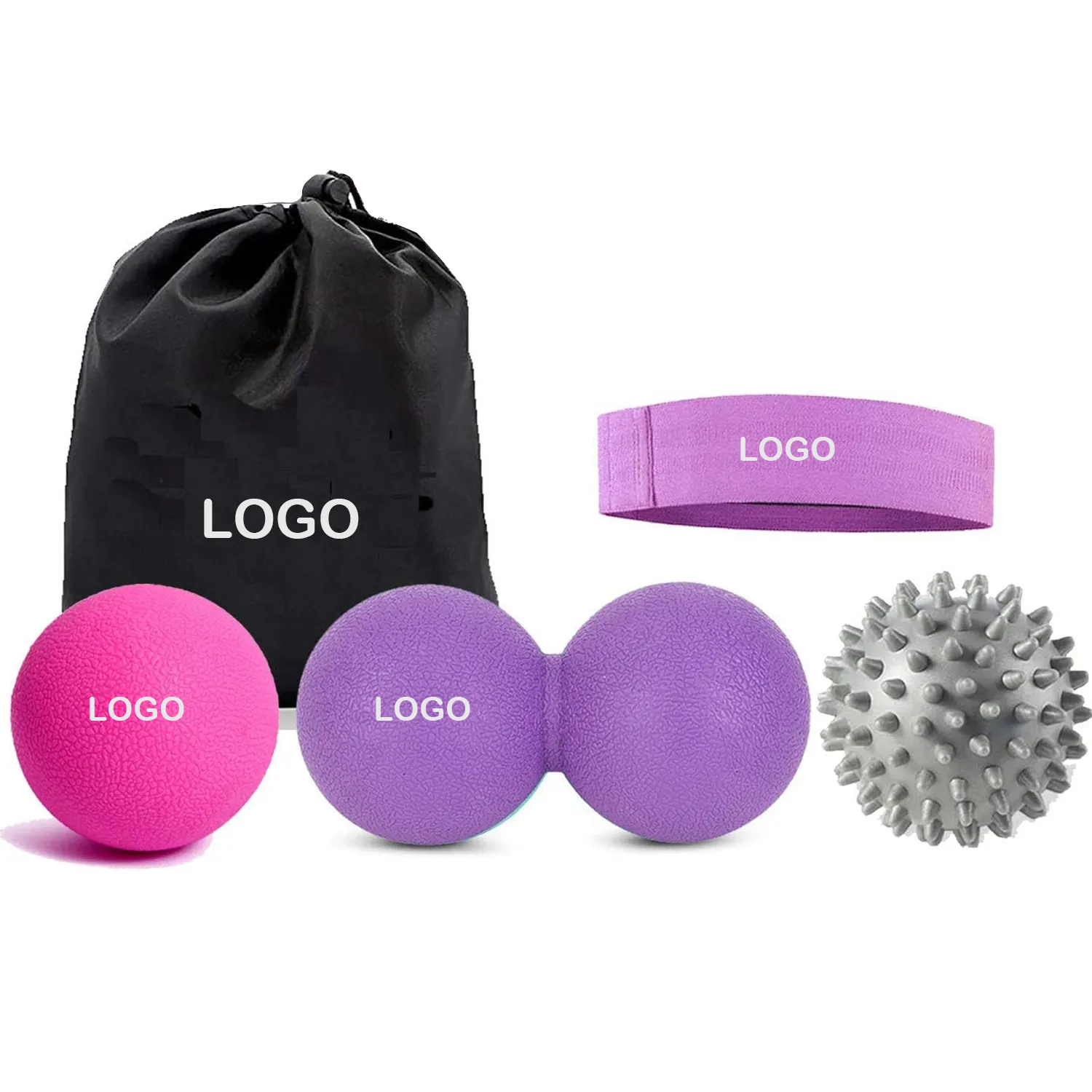 Novo Design Pack de 3 Bolas Conjunto com Banda Resistência Relax Massagem Roller Ball