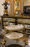 Plateau à fruits en cuivre de style classique avec décoration en porcelaine, écologique, pour salon, bol à bonbons en céramique, accessoires en laiton
