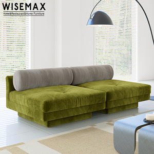WISEMAX FURNITURE Sofá modular de pana de lujo ligero italiano Sofá seccional combinado de tela de terciopelo moderno para sala de estar - Product Image 3