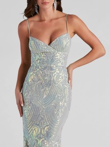 Vestido de noche largo con lentejuelas y cuello en V, estilo europeo y americano, elegante y sofisticado para mujer. - Product Image 3