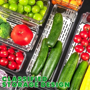10 Pack Fridge Organizer, Stackable Refrigerator Bins with Lids, Drinks, Vegetable <strong>Storage</strong> <strong>Kitchen</strong> Transparent - Product Image 5