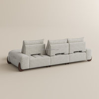 Canapé modulaire en forme de L Sageliving Cloud Style, avec assise profonde réglable, en tissu, pieds en bois massif, meubles pour la maison