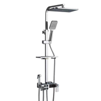 Robinet de douche thermostatique à 4 fonctions en laiton chromé Offre Spéciale pour salle de bain avec barre coulissante